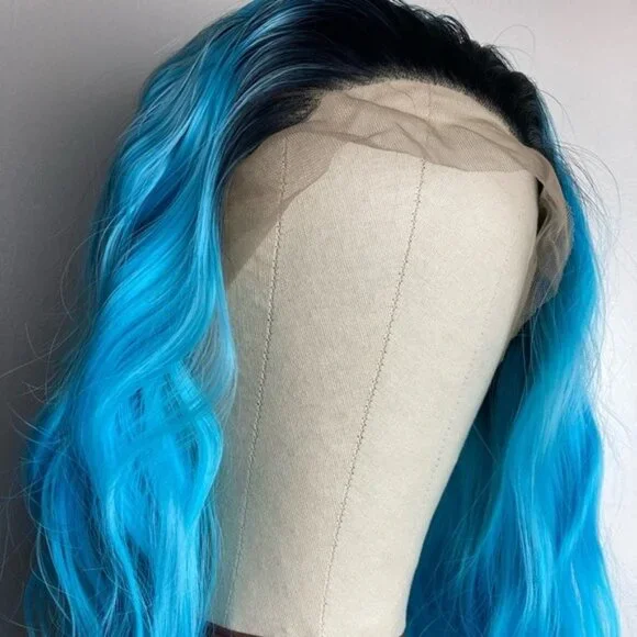 Ombre Blue Curly Lace Wig